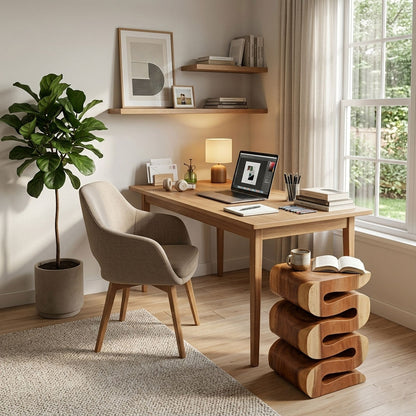 Homio Decor Living Room Wave Side Table - Suar Wood