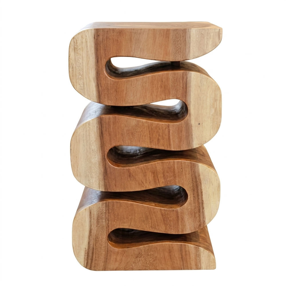 Homio Decor Living Room Wave Side Table - Suar Wood