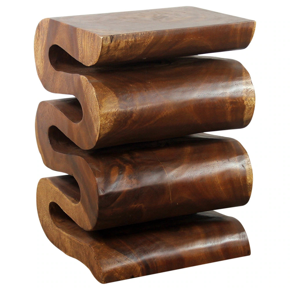Homio Decor Living Room Wave Side Table - Teak Wood