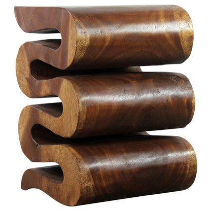 Homio Decor Living Room Wave Side Table - Teak Wood