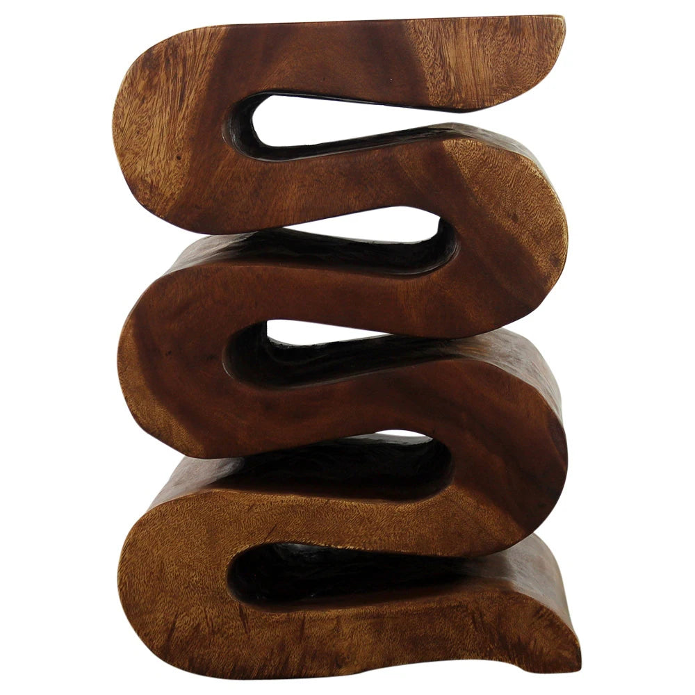 Homio Decor Living Room Wave Side Table - Teak Wood
