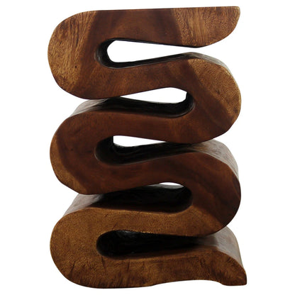 Homio Decor Living Room Wave Side Table - Teak Wood