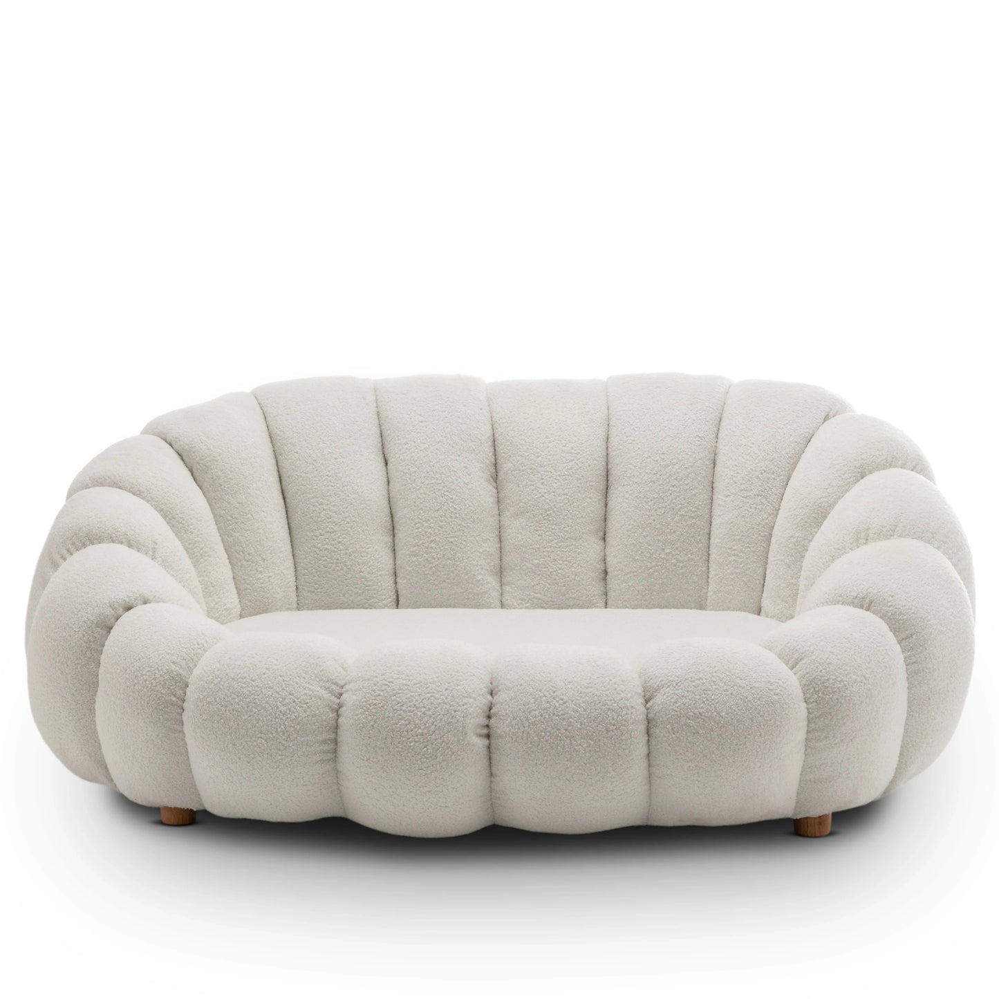 Homio Decor Living Room White Boucle Pumpkin Sofa