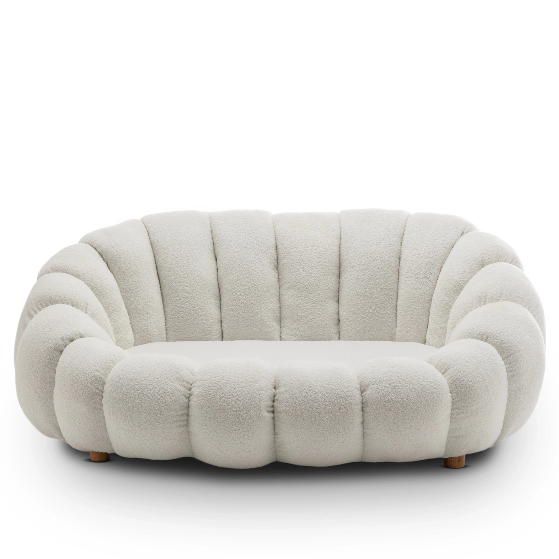 Homio Decor Living Room White Boucle Pumpkin Sofa