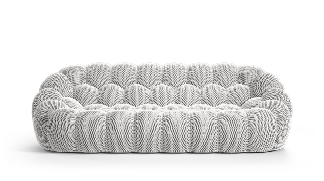 Homio Decor Living Room White Bubble Sofa (3 Seater)