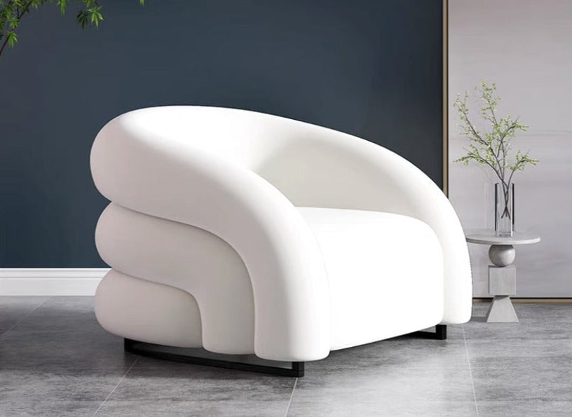Homio Decor Living Room White Luxury Designer Flannel Chair