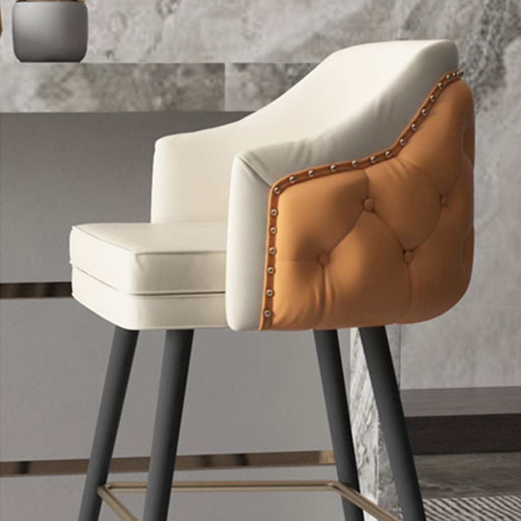 Homio Decor Luxury Button Tufted Leather Bar Stool