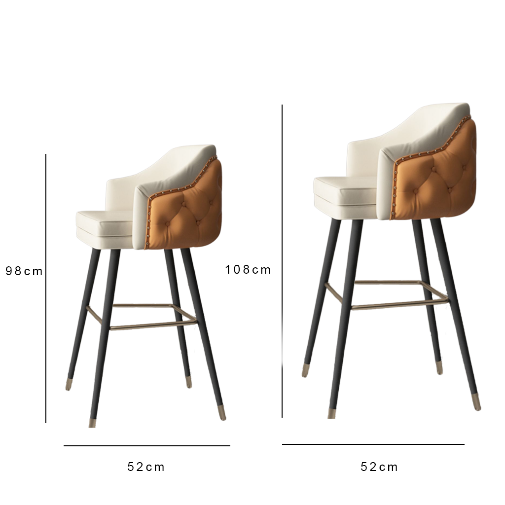 Homio Decor Luxury Button Tufted Leather Bar Stool