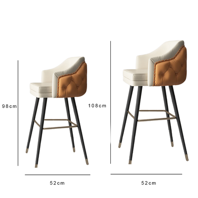 Homio Decor Luxury Button Tufted Leather Bar Stool