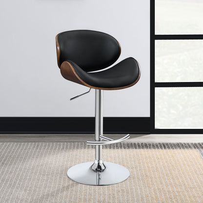 Homio Decor Mid-Century Walnut & Leather Bar Stool