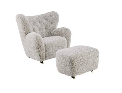 Homio Decor Misty Grey / Add Ottoman Little Petra Armchair (Shearling)