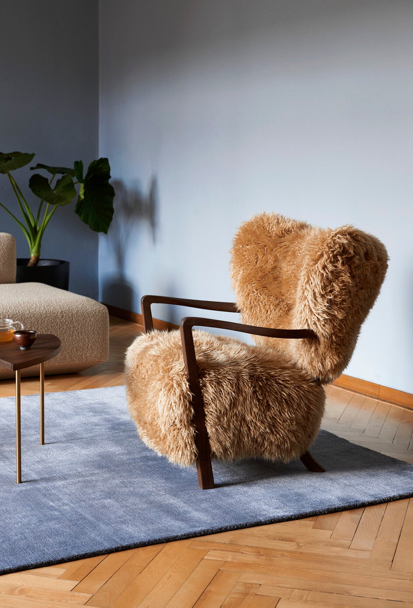 Homio Decor Moss Armchair & Ottoman (Australian Sheepskin)