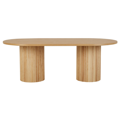 Homio Decor Natural Ash / 200cm Ripple Design Oval Dining Table