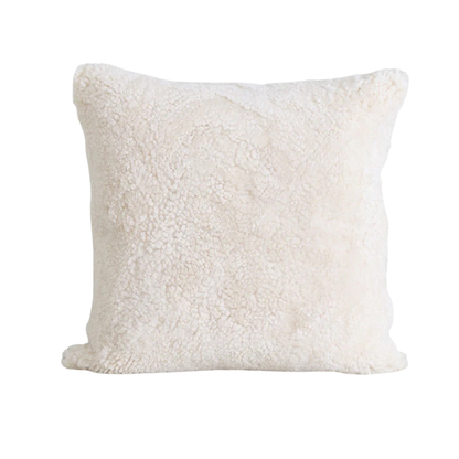 Homio Decor Off White Curly Shearling Sheepskin Pillowcase