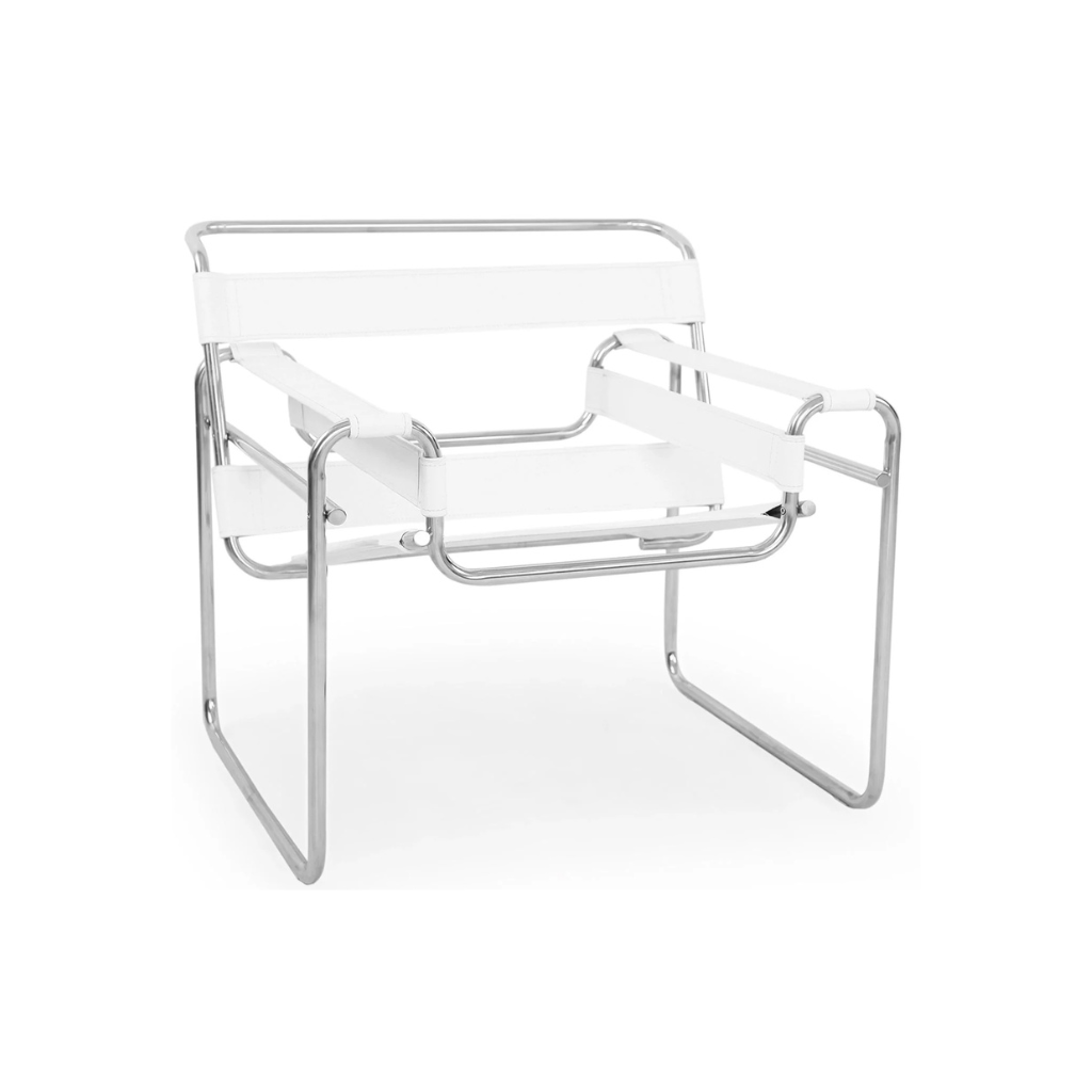 Homio Decor Off White Modernist Tubular Lounge Chair