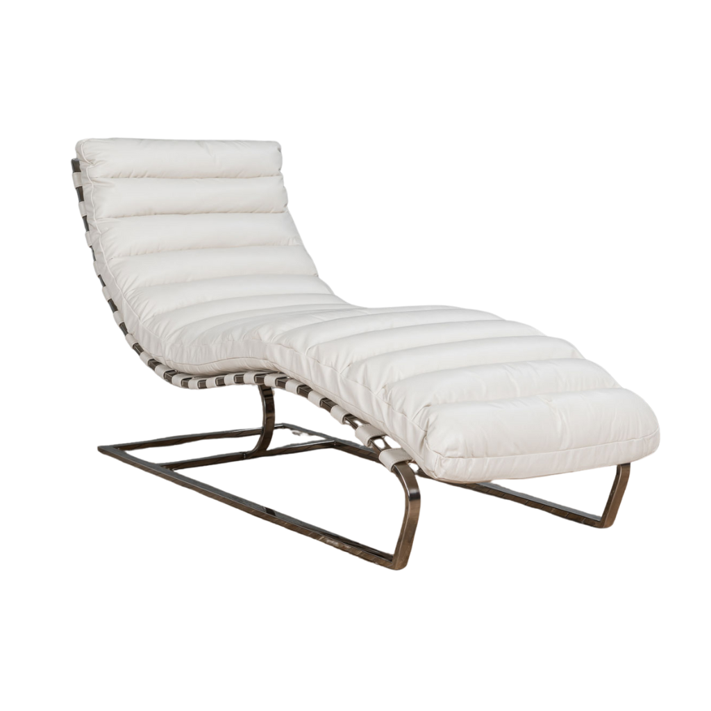 Homio Decor Off White Oviedo Lounge Chair - Genuine Leather