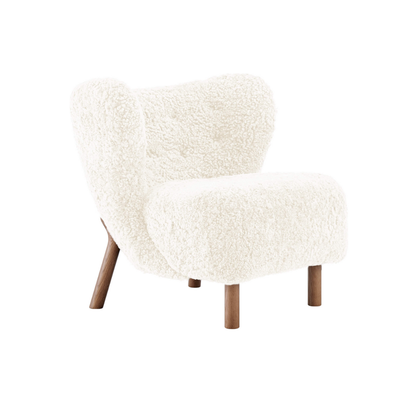 Homio Decor Off White / Walnut / Add Ottoman Genuine Sheepskin Little Petra Chair