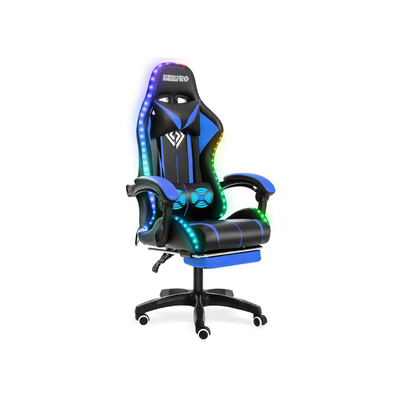 Homio Decor Office Blue\Black / United States Gaming Chair with RGB Lights (+ 2 Massage Poins)
