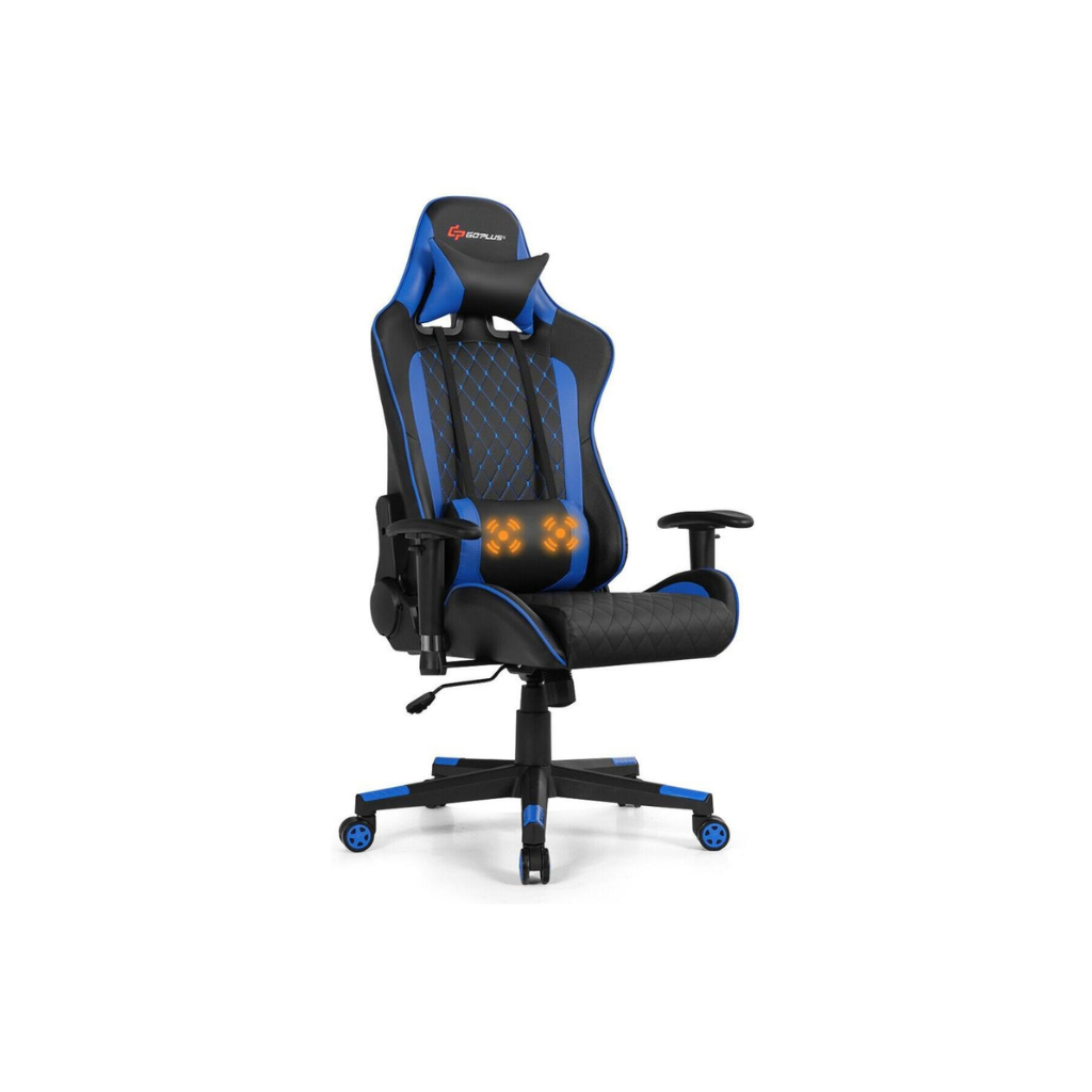 Homio Decor Office Blue Gaming Chair with Heated Lumbar Cushion
