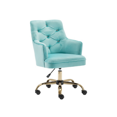 Homio Decor Office Blue / Golden Luxury Velvet Button Tufted Office Chair