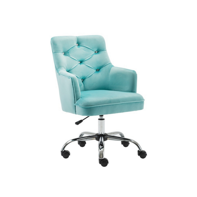 Homio Decor Office Blue / Silver Luxury Velvet Button Tufted Office Chair