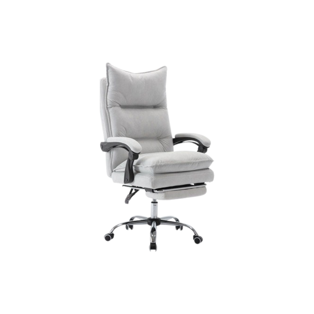 Homio Decor Office Cotton Linen / Light Grey / With Footrest Comfortable Plush Gaming Chair