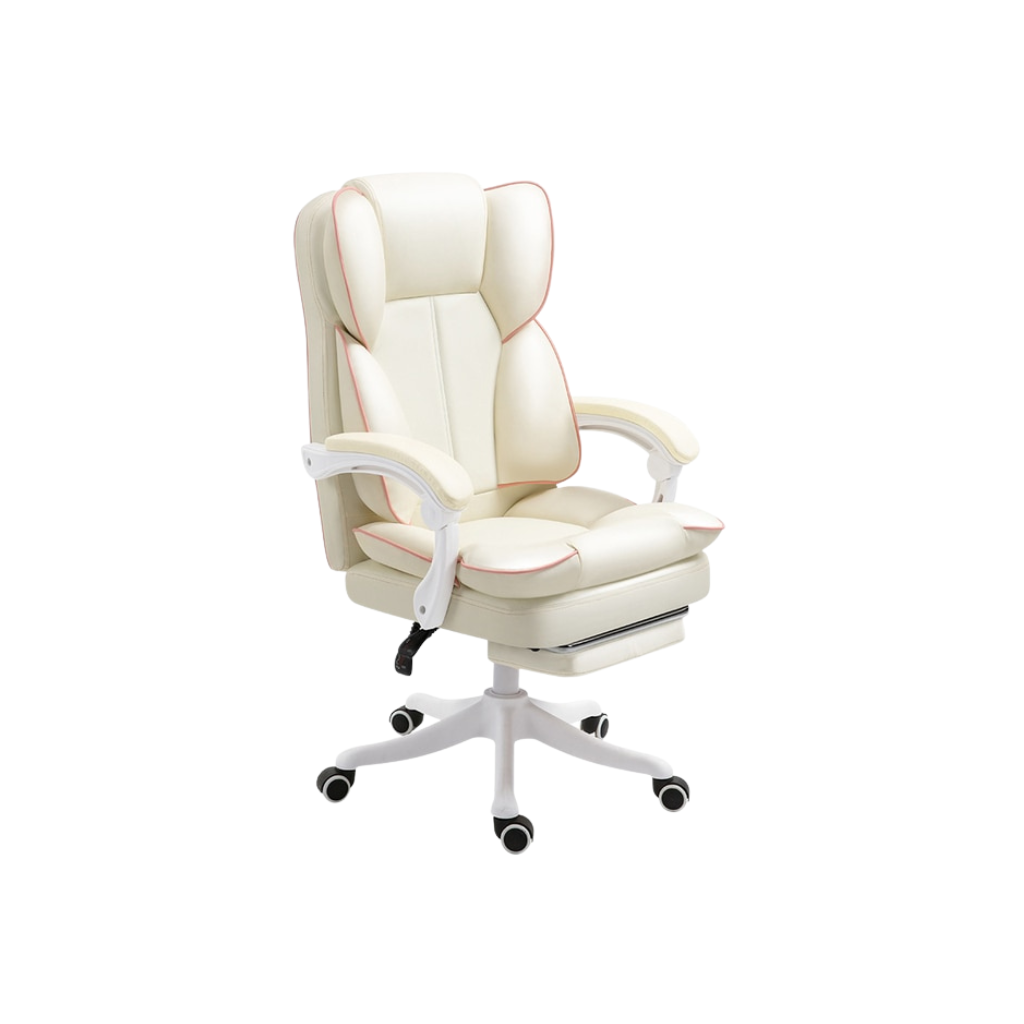 Homio Decor Office Cream / With Footrest Boss Leather Gaming Chair