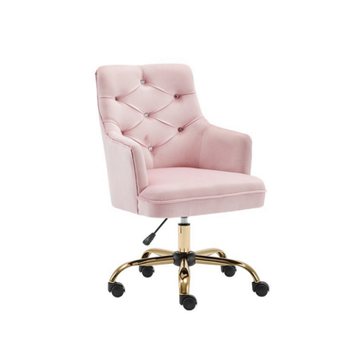 Homio Decor Office Pink / Golden Luxury Velvet Button Tufted Office Chair