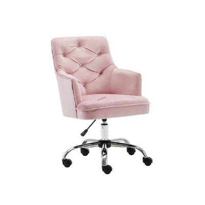 Homio Decor Office Pink / Silver Luxury Velvet Button Tufted Office Chair