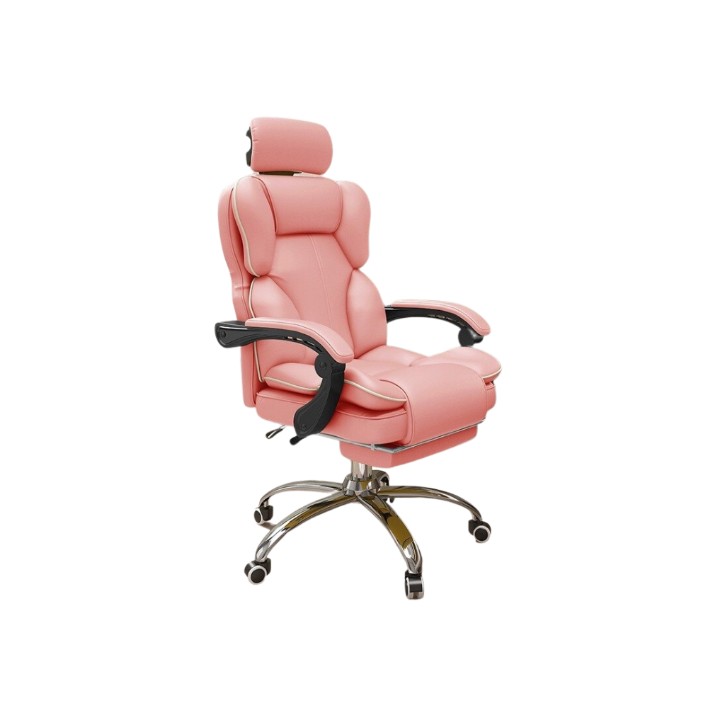 Homio Decor Office Pink / With Footrest Stylish PU Leather Gaming Chair