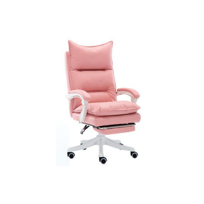 Homio Decor Office PU Leather / Pink / With Footrest Comfortable Plush Gaming Chair