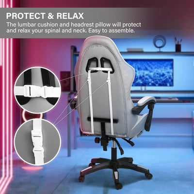Homio Decor Office Racing Style Computer Chair (Lumbar Support & Footrest)