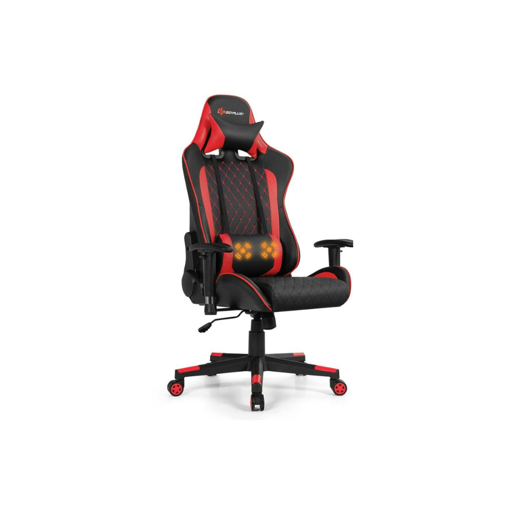 Homio Decor Office Red Gaming Chair with Heated Lumbar Cushion