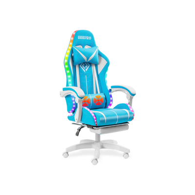 Homio Decor Office Sky Blue / United States Gaming Chair with RGB Lights (+ 2 Massage Poins)