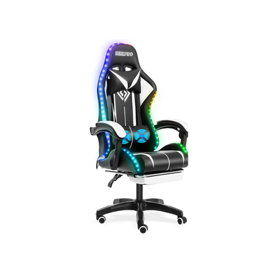 Homio Decor Office White / United States Gaming Chair with RGB Lights (+ 2 Massage Poins)