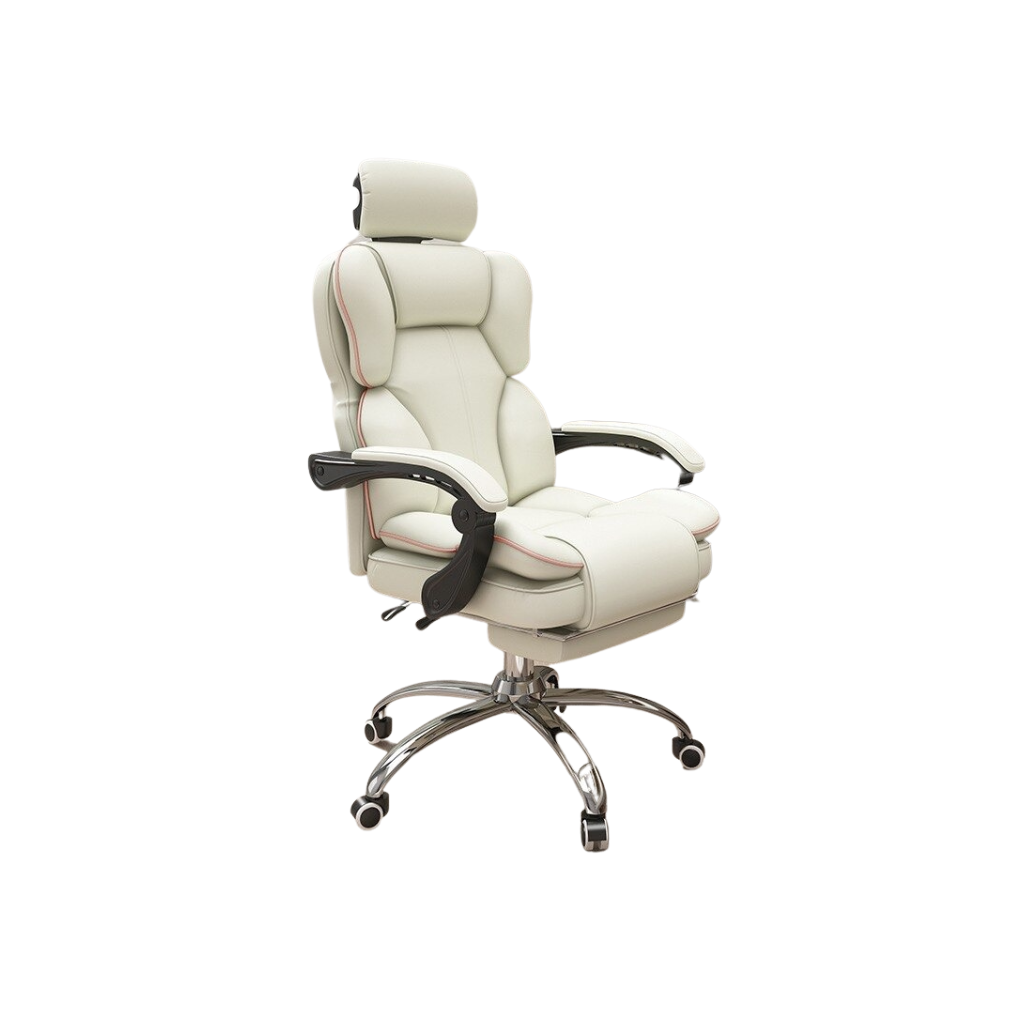 Homio Decor Office White / With Footrest Stylish PU Leather Gaming Chair