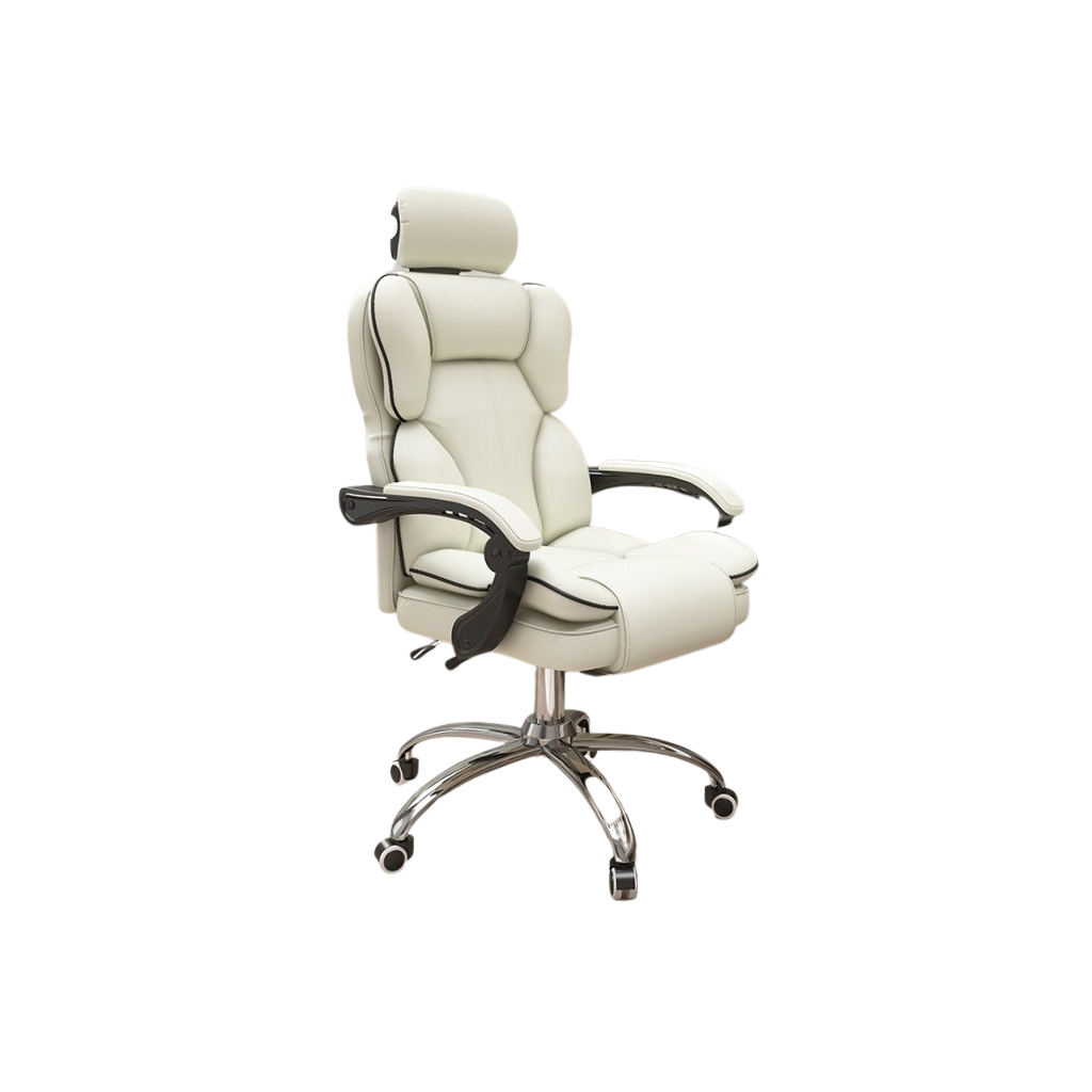 Homio Decor Office White / Without Footrest Stylish PU Leather Gaming Chair