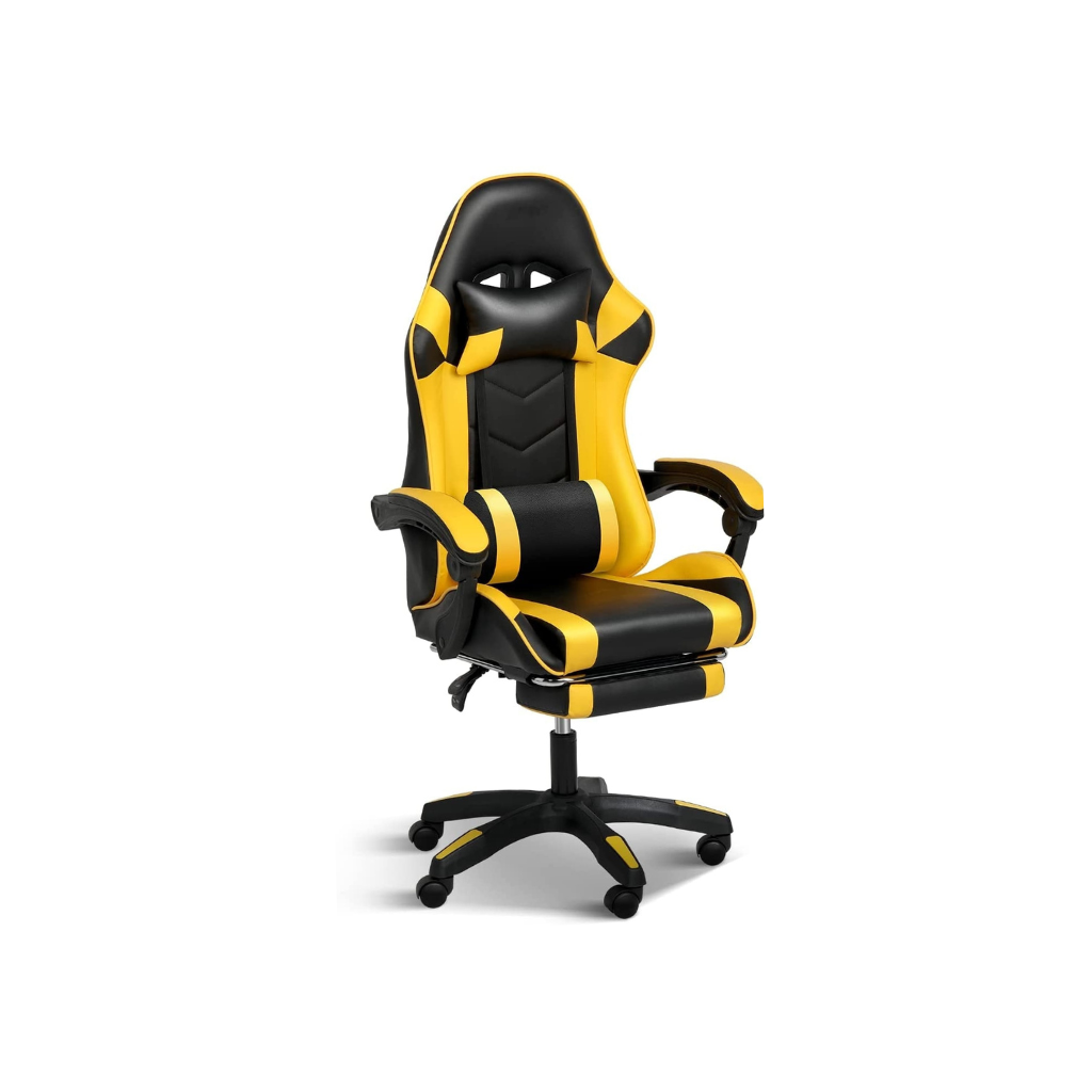 Homio Decor Office Yellow / United States Racing Style Computer Chair (Lumbar Support & Footrest)