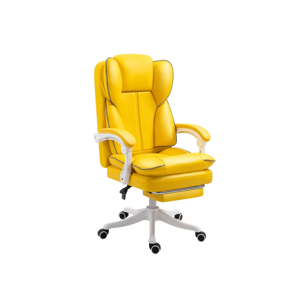 Homio Decor Office Yellow / With Footrest Boss Leather Gaming Chair