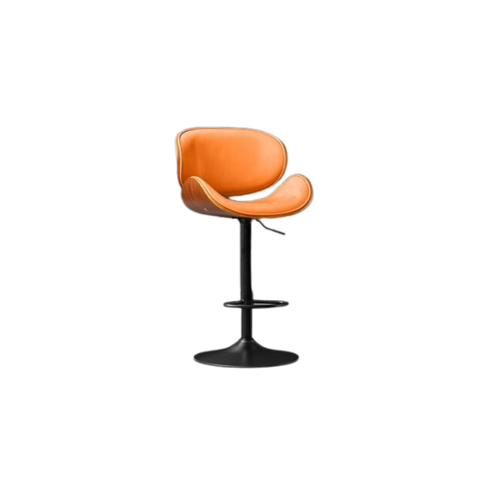 Homio Decor Orange / Black Classic Leather Bar Stool