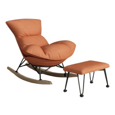Homio Decor Orange / With Ottoman Faux Leather Rocking Chair