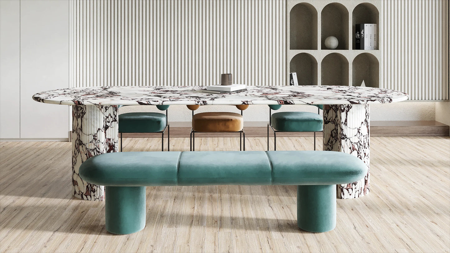 Homio Decor Palazzo Marble Dining Table - Half Column