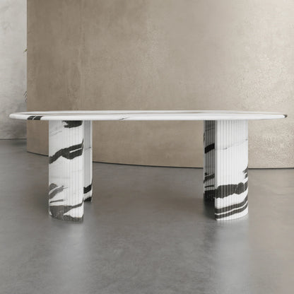 Homio Decor Palazzo Marble Dining Table - Half Column