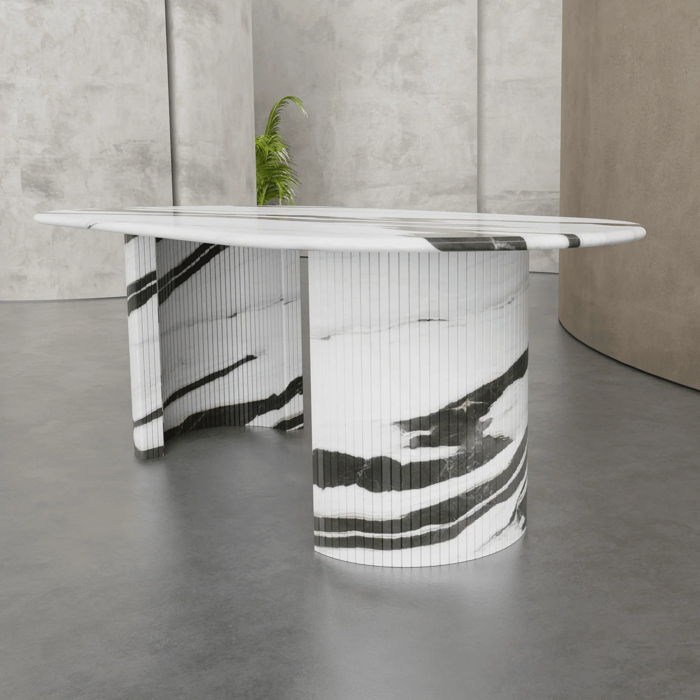Homio Decor Palazzo Marble Dining Table - Half Column