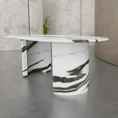 Homio Decor Palazzo Marble Dining Table - Half Column