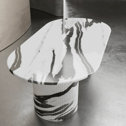 Homio Decor Palazzo Marble Dining Table - Half Column