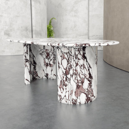 Homio Decor Palazzo Marble Dining Table - Half Column