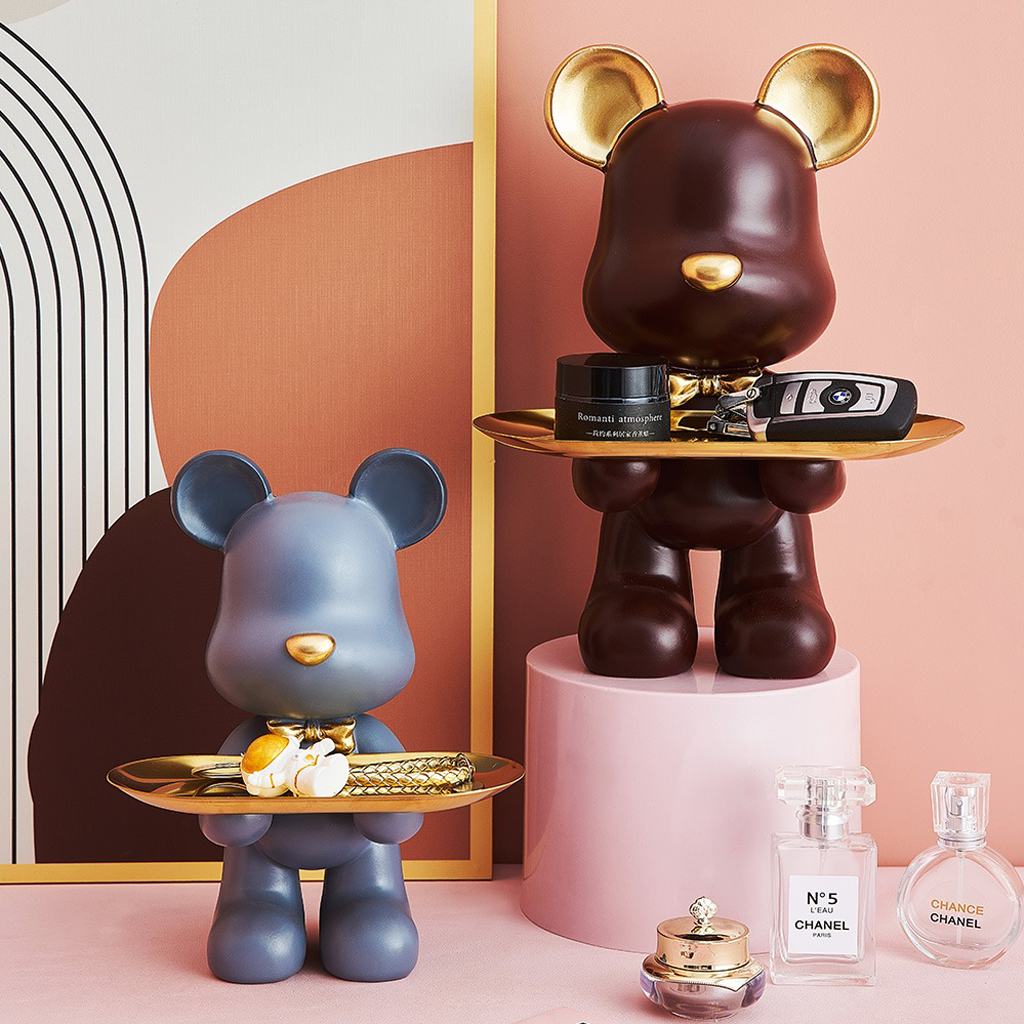 Homio Decor Resin Bear Tray Statue