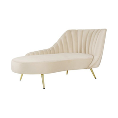 Homio Decor Right Sided / Beige Contemporary Velvet Sofa Bed