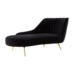 Homio Decor Right Sided / Black Contemporary Velvet Sofa Bed